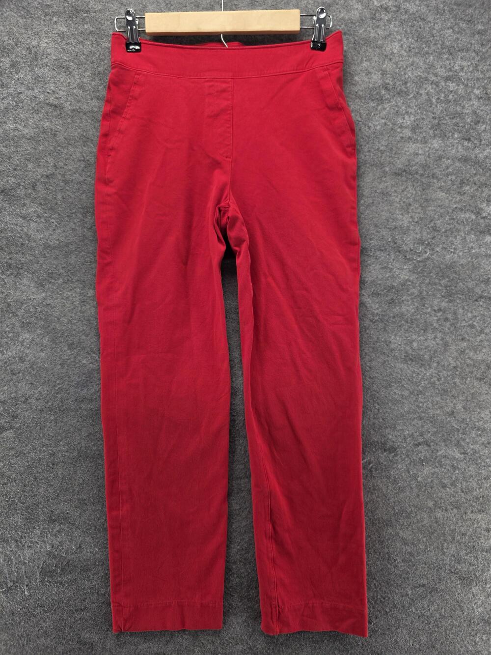 Spanx Chino Pants Womens Small Red Twill Pull On Elastic Waist Slim Pockets